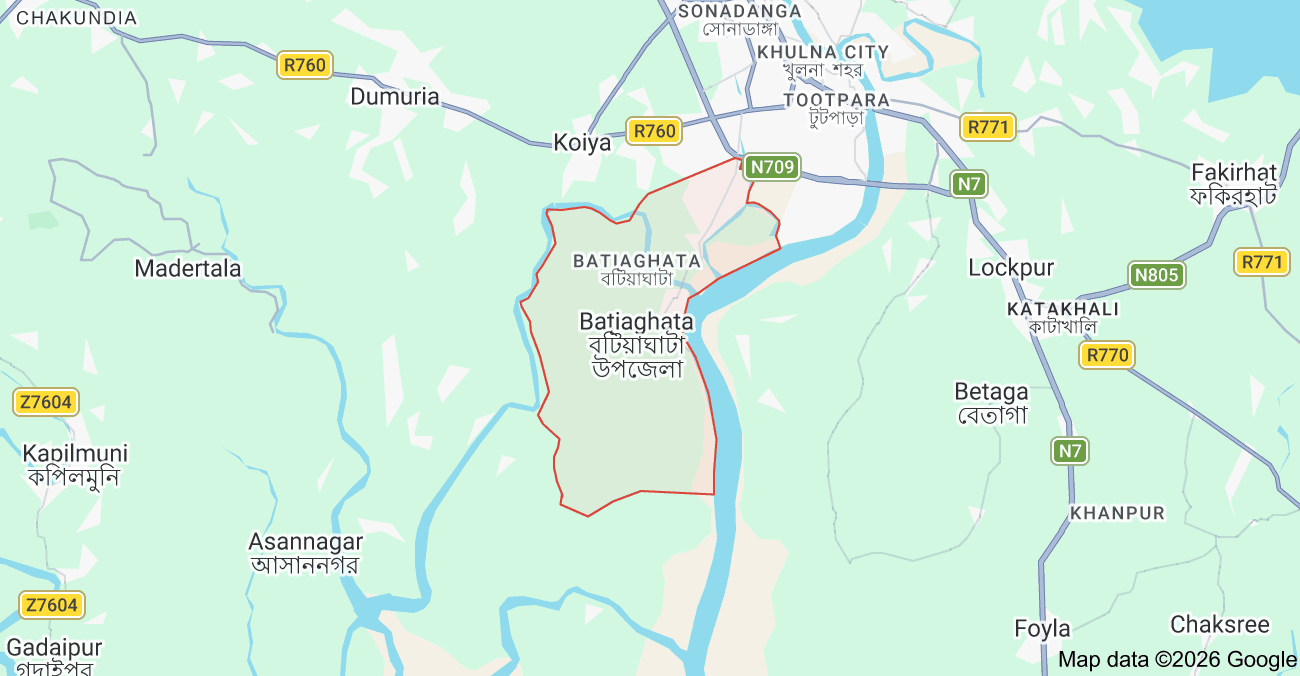 বটিয়াঘাটা উপজেলা ম্যাপ এক নজরে। Picture